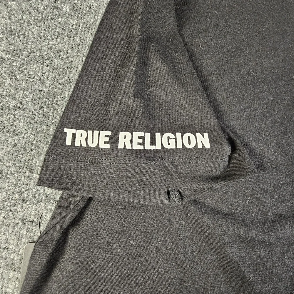True‎ Religion Men's Jet Black Strike Embellished Short Sleeve T-shirt Large NWT